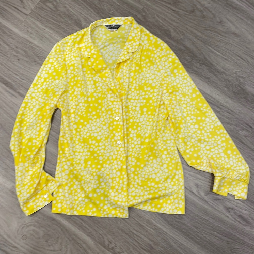 EUC Vintage Alex Colman Yellow and White Button Down Top